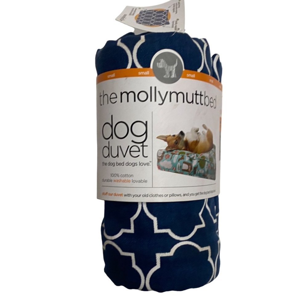 The Molly Mutt Bed Dog Duvet Romeo & Juliet Small Navy Geometric 22" x 27" x 5"